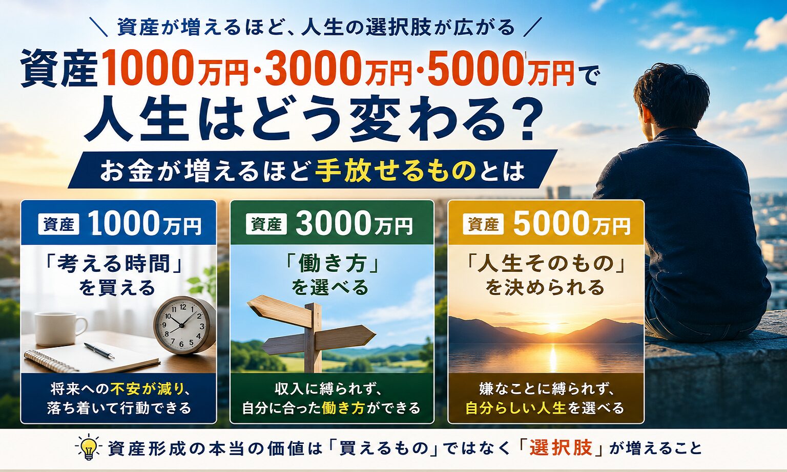 資産1000万円・3000万円・5000万円で人生はどう変わる？お金が増えるほど手放せるものとは