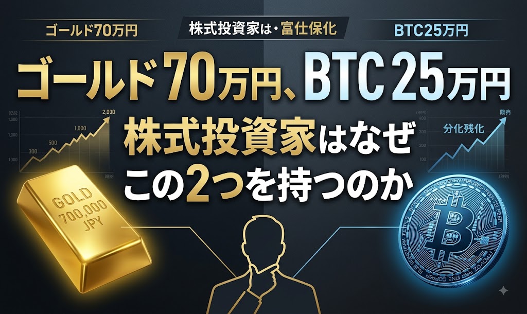 ゴールド70万円、BTC25万円。株式投資家はなぜこの2つを持つのか